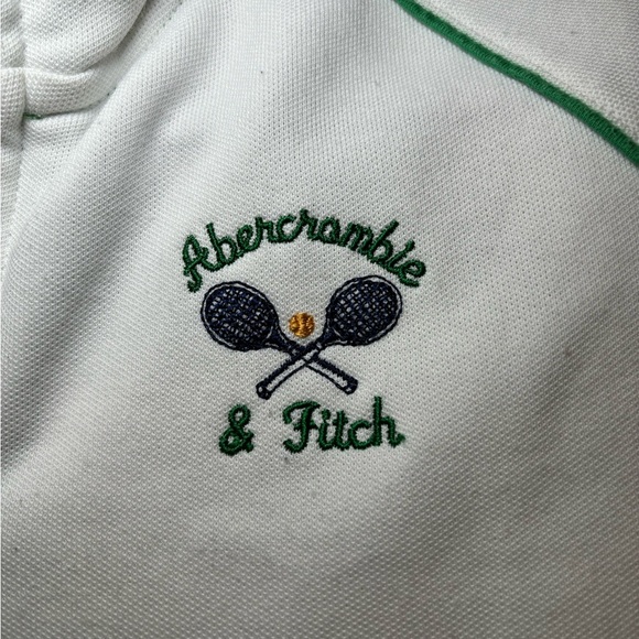 Abercrombie & Fitch - Vintage Full Zip White Jacket with Green Accents in Size M - Picture 6 of 11